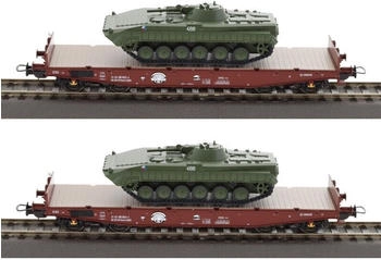 Tillig H0 2er Set Schwerlastwagen Rmms 3960 mit zwei Panzern, DR, Ep.IV (70055 H)