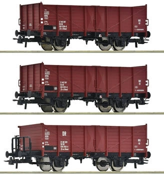 Roco 6600146 H0 3-tlg. Set: Offene Güterwagen El-u (Omu), DR, Ep. IV