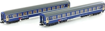 Kato K23010 N 2er Set RIC Liegewagen Bcm neues Logo, SBB, Ep. IV-V