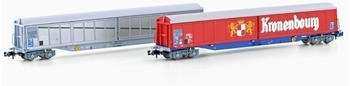 Hobbytrain N 2er Set Schiebewandwagen Habis "Kronenbourg", SNCF, Ep. V-VI (H23442)