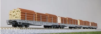 Kato N 4er Set Flachwagen beladen mit Holz, RhB, Ep. V-VI (K10-1891) (10-1891)