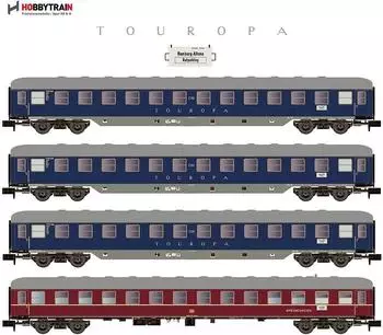 Hobbytrain H22201 N 4er Set Personenwagen "TOUROPA" Set 2, DB, Ep. III