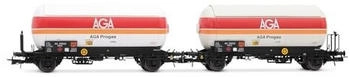 Jouef 2-tlg. Set zweiachsiger Gaskesselwagen AGA Progas Ep. IV H0 (HJ6289)