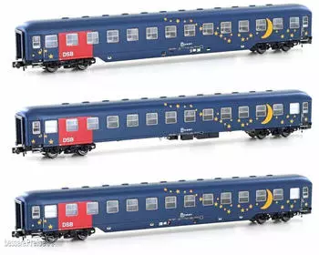 Hobbytrain H22209 N 3er Set Liegewagen Bcm, DSB, Ep. V