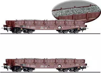 Tillig 70071 H0 2er Set Schwerlastwagen Rmms 3960 beladen mit Neuschotter, DR