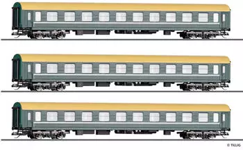 Tillig 01096 TT Reisezugwagenset „Filmzug“ aus drei Reisezugwagen Bauart Halberstadt DB AG Ep. V