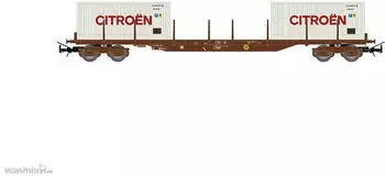 Jouef HJ6310 H0 4-achs. Flachwagen Typ Rs mit 2 x 20'-Containern „Citroën“ SNCF Ep. IV