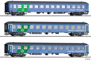 Tillig 01102 TT Reisezugwagenset aus einem Reisezugwagen 2. Klasse und zwei Liegewagen RDC Ep. VI