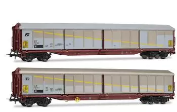 Rivarossi HR6673 FS Habils geschlossene Güterwagen 2er-Pack, silber/braun, Ep. V (HR6673)