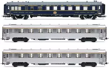 Jouef HJ4213 H0 3-tlg. Set „Sud Express” aus CIWL-Speisewagen + 2 x DEV Inox kurz Nr. 1/2 SNCF Ep. III-IV