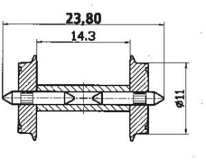Roco H0 - DC-Radsatz 11 mm mit geteilter Achse (40193)