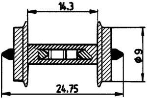 Roco H0 - Radsatz Ø 9 mm für Gleisbesetztmeldung (40187)