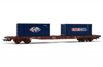 Rivarossi 4achsiger Flachwagen Sgss mit Container (HR6502)