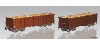Piko 2er Set Offene Güterwagen Eaos mit Holzladung, DB AG, Ep. VI (58235)