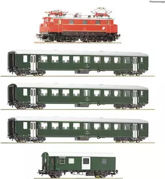 Roco 5-tlg. Set: Elektrolokomotive 1670.27 mit Personenzug, ÖBB (61494)