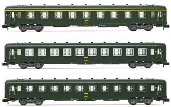 Arnold 3-tlg. Set DEV AO Reisezugwagen grüne Lackierung, SNCF, Ep. IV (HN4385)