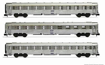 Arnold 3er Set DEV Inox Wagen A9 + A5 Barwagen + B10, SNCF, Ep. IV (HN4338)