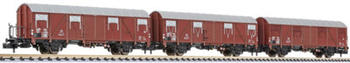 Liliput 3-tlg. Set gedeckte Güterwagen Glmmhs 57, DB, Ep. III (L260131)