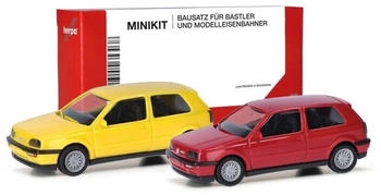 Herpa MiniKit: Volkswagen VW Golf III VR6 2türig, 2er-Set, SchwefelgelbFlashrot (14014)