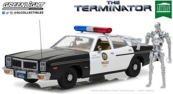 Greenlight collectibles Modellauto Dodge Monaco 1977 Police Terminator mit T-800 Endoskelet Figur, Maßstab 1:18