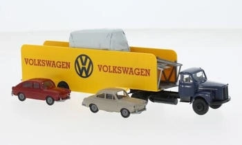 Brekina 1:87 Scania L 111 Autotransport-SZ Volkswagen, 1962 (85133)