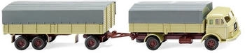 Wiking Henschel Pritschenhängerzug grün/beige H0 (Wiking 0417 02)