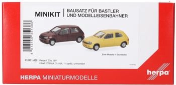 Herpa Modellbausatz MiniKits Renault Clio 16V Jaune/Rouge Etrusque Miniatur im Maßstab 1:87 Sammlerstück Kit für Modellbau Kunststoff