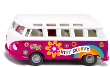 Siku 2364 VW T1 Bus Samba Spielzeug-Auto 1:50 Spielzeug-Auto für Kinder Metall/Kunststoff Rot/Weiß Türen zum Öffnen Anhängerkupplung Originalgetreue Räder