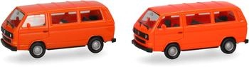 Herpa MiniKit VW T3 Bus leuchtrot undorange 1:87 Kunststoff 2 Stück
