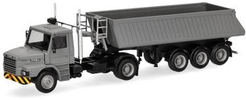Herpa H0 (1:87) 319713 Scania Hauber Kipp-Sattelzug grau/gelb