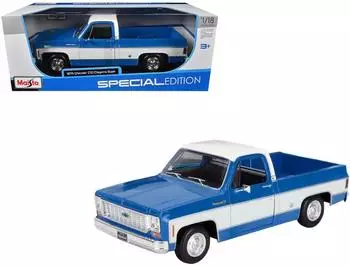 Maisto 31467B Chevrolet C-10 Cheyenne Super Pick Up 1974 blau weiß 1:18