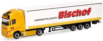 Herpa LKW Modell Volvo FH GL XL Electric Gardinenplanen-Sattelzug mit Bordwänden Bischof Miniatur im Maßstab 1:87 Sammlerstück Made in Germany Kunststoff