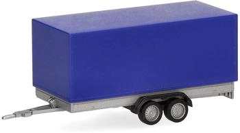 Herpa Modellauto PKW-Planenanhänger 2achs ultramarinblau 1:87 Kunststoff