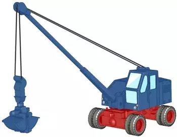 Lemke LC4701 MINIS 1:160 Fuchs F 301 Bagger Gittermast mit Schaufel blau/rot