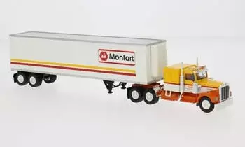 Brekina 1:87 Kenworth W900 Koffersattelzug Monfort modern 1977