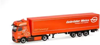 Herpa H0 (1:87) 320177 Mercedes-Benz eActros 600 ProCabin Bigspace Planen-Sattelzug "Gebrüder Weiss" (Österreich)