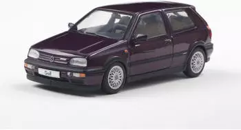 Solido VW Golf MKIII VR6 (1994) Kompakter Hot Hatch mit Sechszylinder-Look klarer Linienf&uuml;hrung Diecast Modellauto Lila 1:43