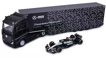 BBurago Mercedes-AMG Semi Truck mit W15 202463 Russell Diecast-Set Ma&szlig;stab 1:43 Transporter F1-Auto Lizenz Alter 3