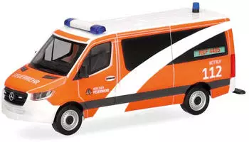 Herpa H0 1:87 099066 Mercedes-Benz Sprinter 18 Bus Flachdach Berliner Feuerwehr/Notarzt