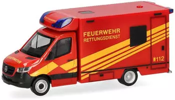 Herpa H0 (1:87) 098755 Mercedes-Benz Sprinter 18 Fahrtec Rettungswagen "Feuerwehr"
