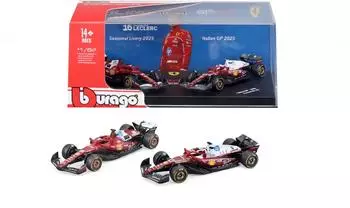 BBurago Ferrari SF-25 F1 Set 2x #16 Leclerc 2025 Seasonal Livery + GP Italia 1:64 (18-56807-16)