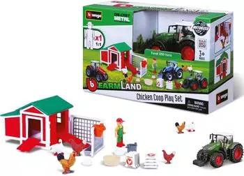 BBurago Farmland H&uuml;hnerstall mit Traktor, 17-teilig (18-31681)
