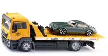Siku 2722038 MAN Abschleppwagen &Ouml;amtc 1:55 gelb Inklusive Auto ausziehbare Seilwinde kipp- und absenkbare Transportplattform