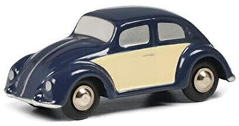 Schuco 450540400 Piccolo VW Brezelkäfer, Modellauto, blau/beige Modellfahrzeug