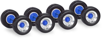 Herpa Radsätze für Zugmaschinen mit Breitreifen, chrom/blau Inhalt: 5 Stück (053907)