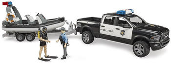 Bruder RAM 2500 Polizei Pickup, Anhänger, Boot, 2 Figuren