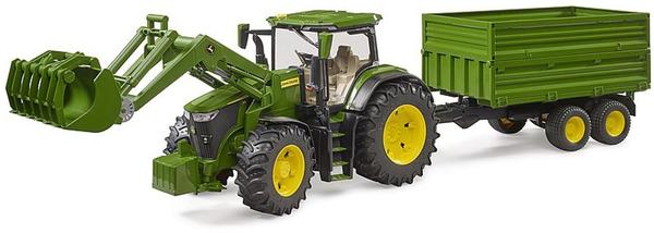 Bruder John Deere 7R 350 mit Frontlader und Tandemachstransportanhänger