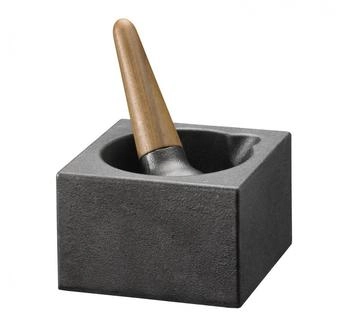 Skeppshult Mörser Cubic aus Gusseisen mit Walnussholzgriff-Stößel (0073V)