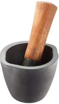 GEFU M&ouml;rser X-PLOSION Mini Gusseisen mit Akazienholzst&ouml;&szlig;el, 8,5cm