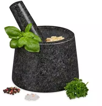 Relaxdays M&ouml;rser mit St&ouml;&szlig;el, Granit, anthrazit